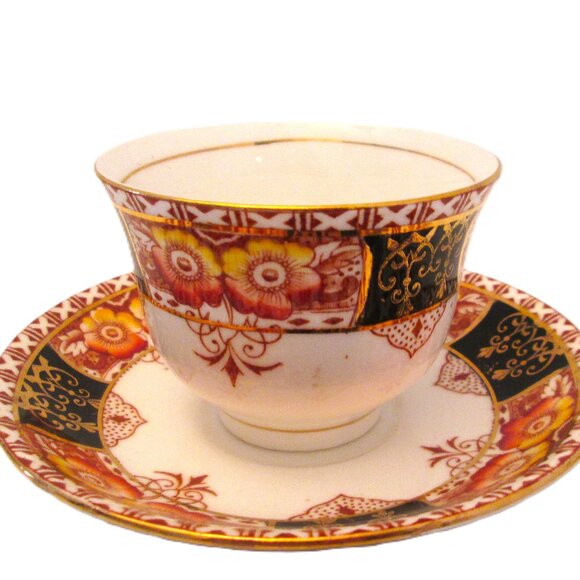 Vtg Colclough China cerca1930's cup & saucer of golds,black,oranges,yellow - Picture 4 of 5